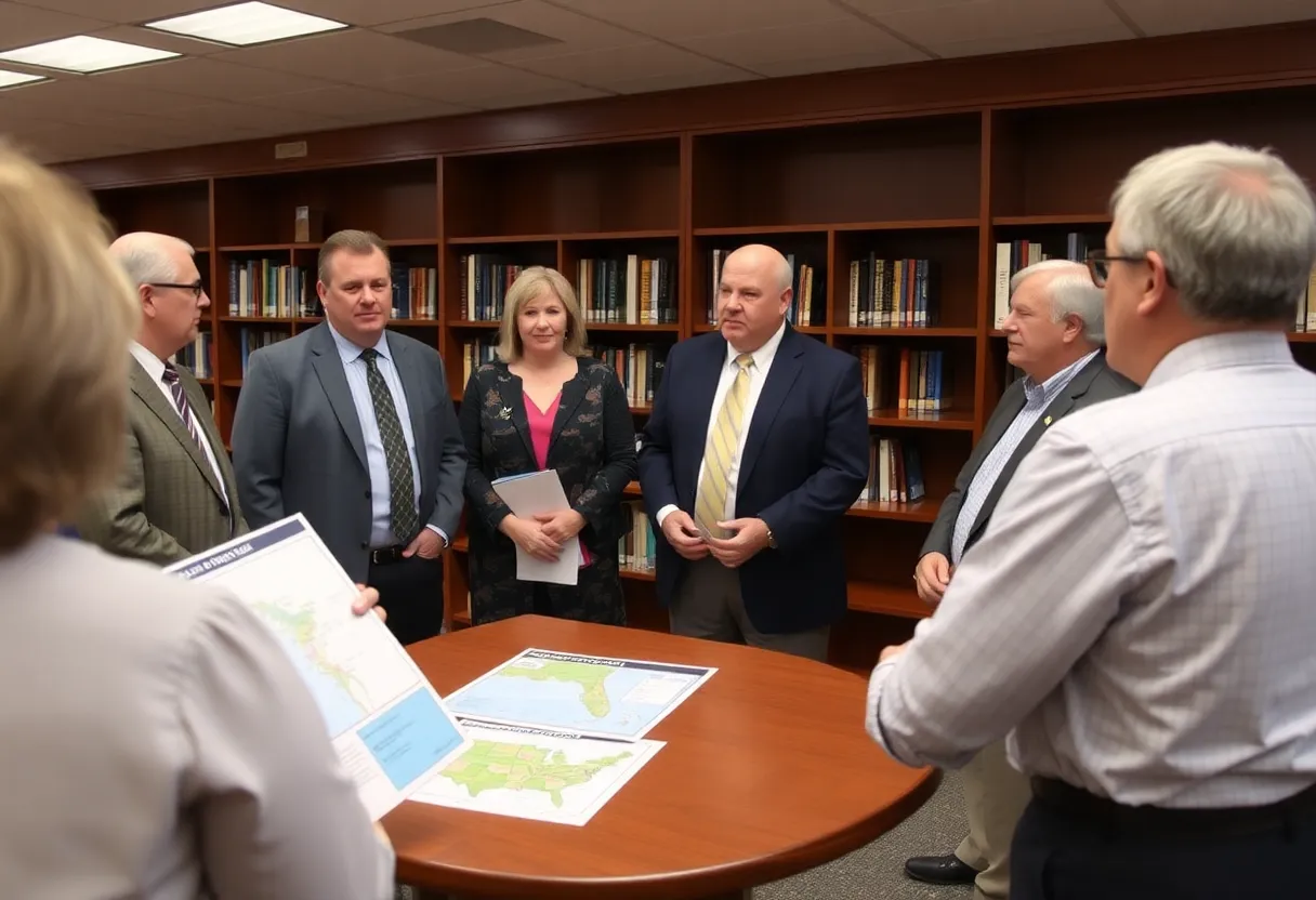 City leaders hold a meeting on hurricane preparedness at Bull Street Library.