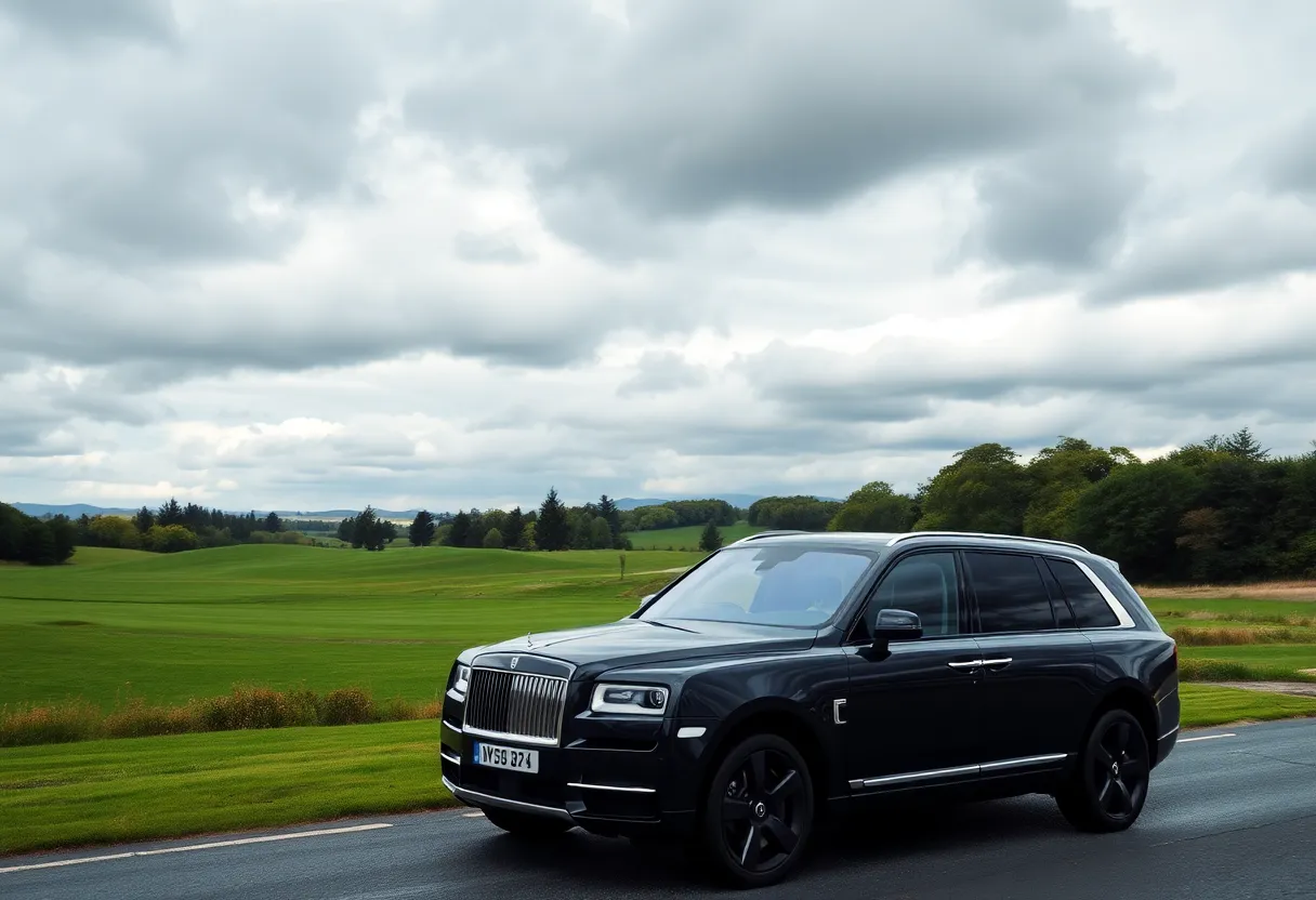 Luxury motorcade at a Scottish golf course
