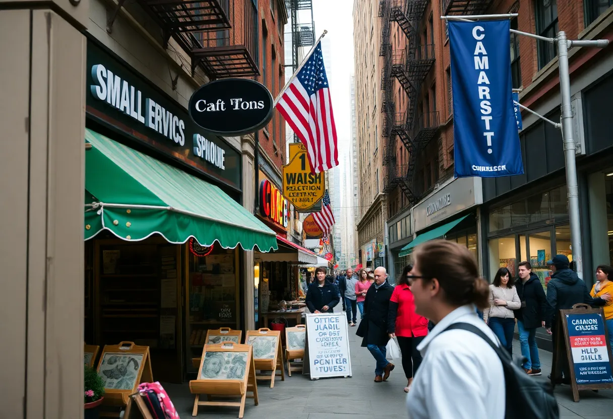 An image depicting small businesses in New York City highlighting community and economic growth.