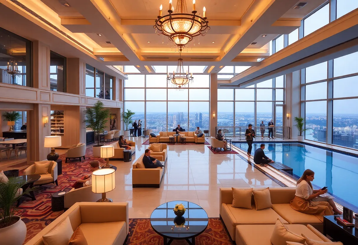 Luxurious interior of Soho House New York with members.