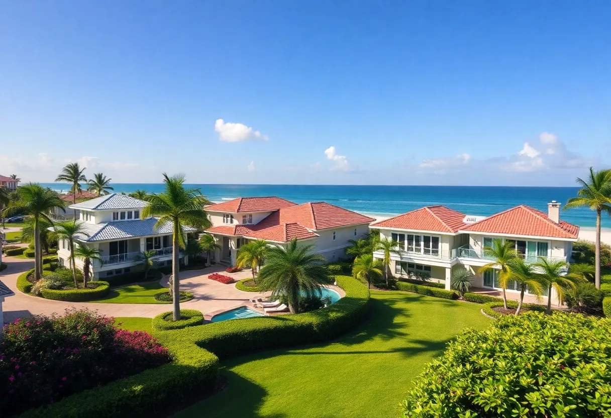 Luxury homes in South Florida with a sunny beach view
