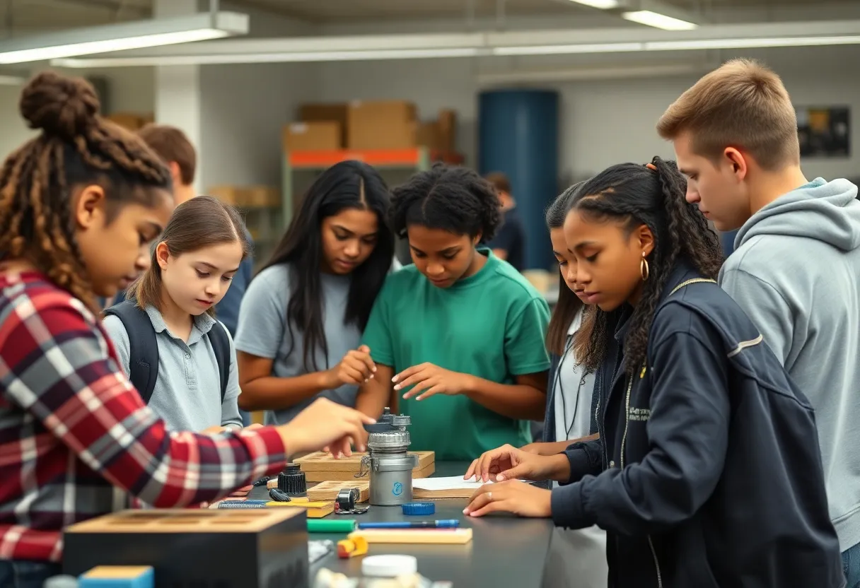 High school students participating in technical training at Trident Technical College.