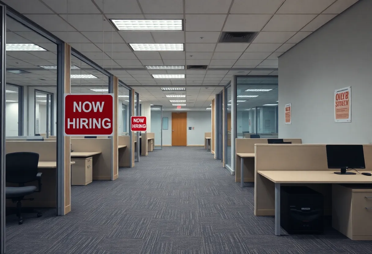 An image illustrating a cooling U.S. job market with empty office spaces.