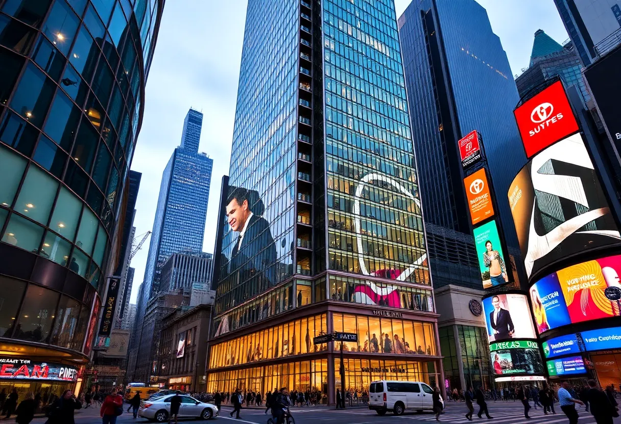Construction progress of the VOCO hotel tower in Times Square