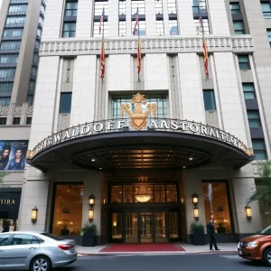 Entrance of Waldorf Astoria New York with Art Deco design