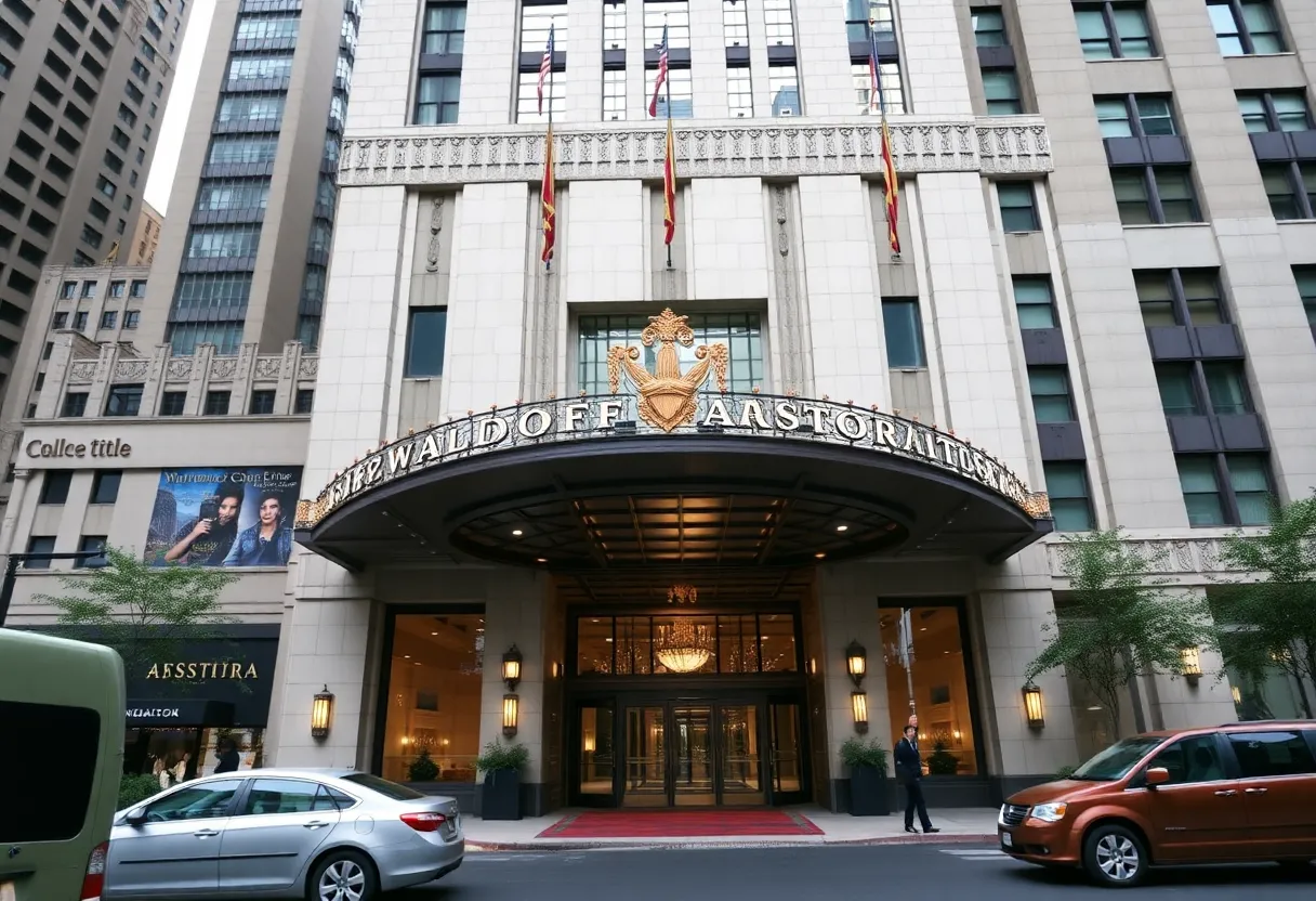 Entrance of Waldorf Astoria New York with Art Deco design
