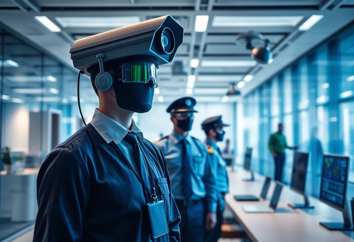 Abstract depiction of modern workplace security technologies
