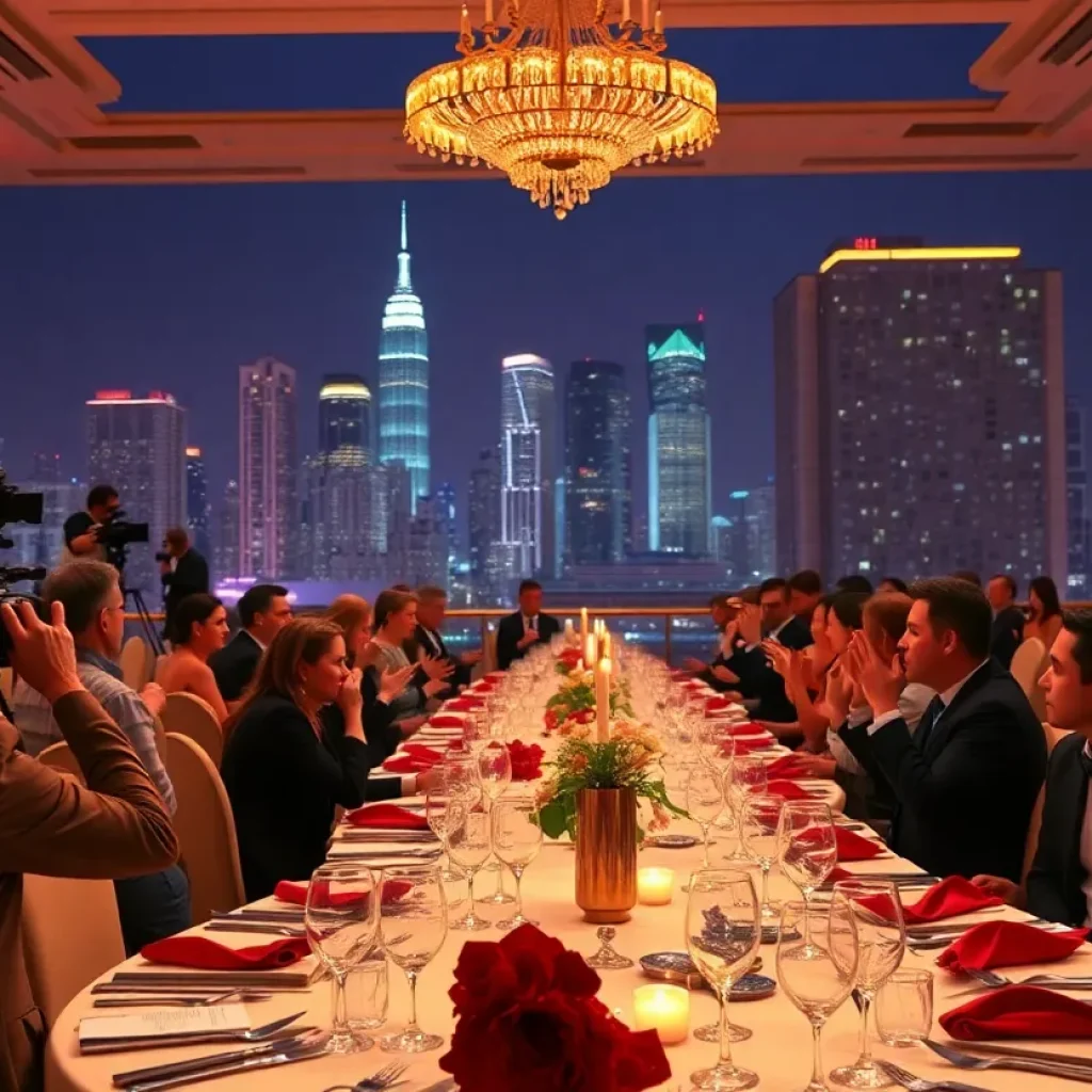 A lavish banquet at the Loeb Awards featuring journalists celebrating excellence in reporting.