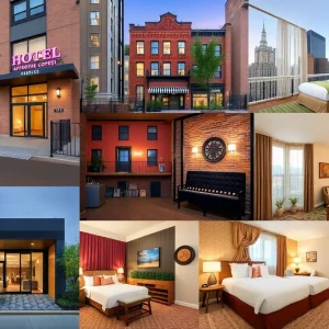 Collage of affordable hotels in New York City