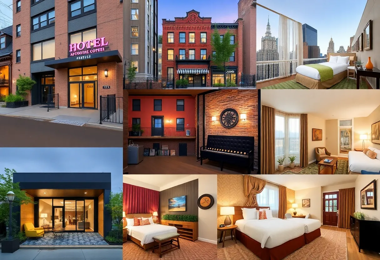 Collage of affordable hotels in New York City