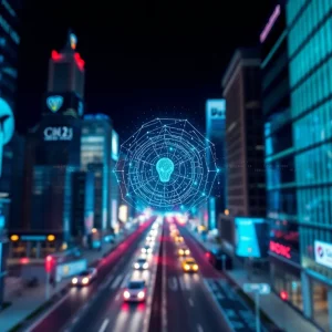 Abstract representation of AI in business settings