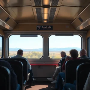 Passengers inside an Amtrak train enjoying the journey
