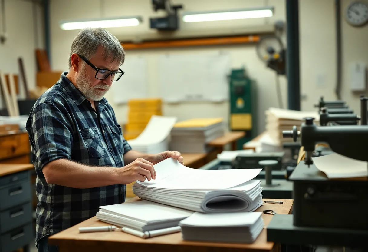 Employee with visual impairment producing paper at AVRE