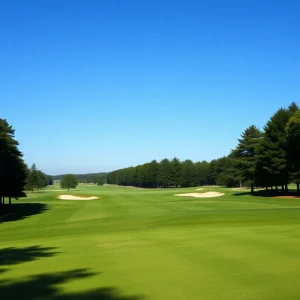 Scenic view of the Bethpage Black golf course with clear skies