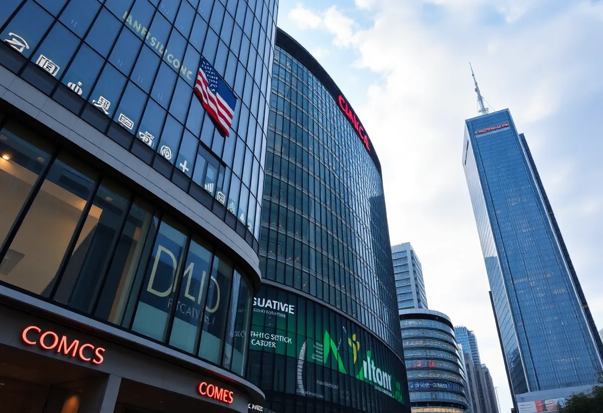 Financial markets and stock exchanges in a vibrant cityscape