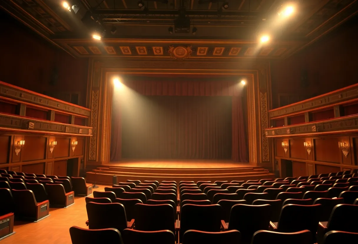 Empty Broadway theater stage during COVID-19 pandemic