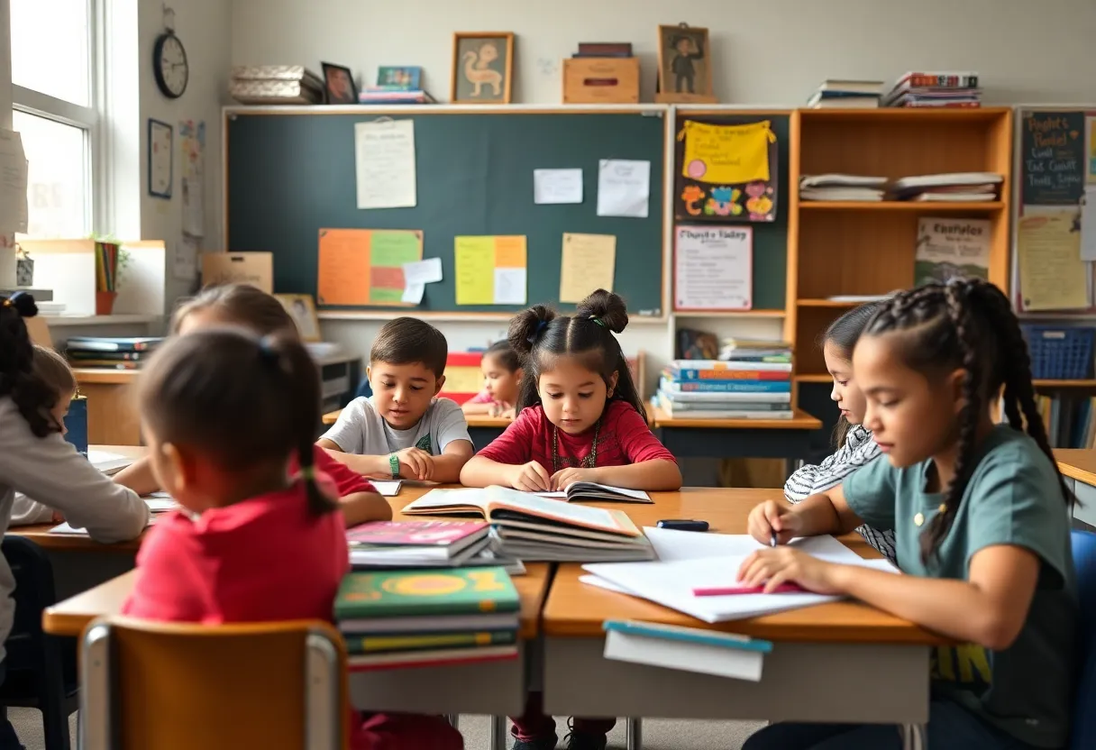 Students engaged in learning in a Brooklyn classroom