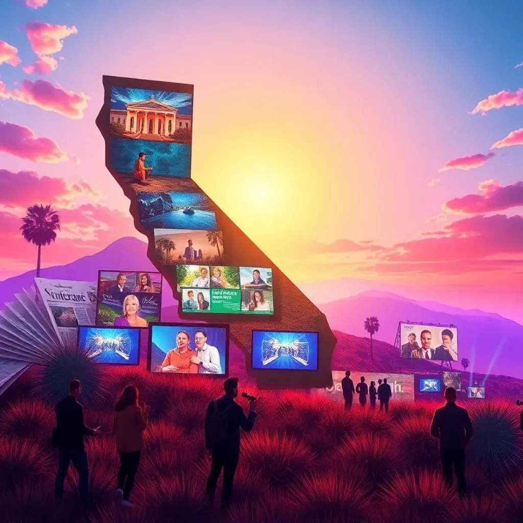 An illustration representing the launch of The California Post newspaper in California.