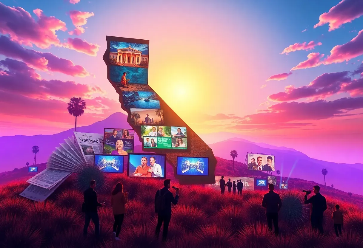An illustration representing the launch of The California Post newspaper in California.