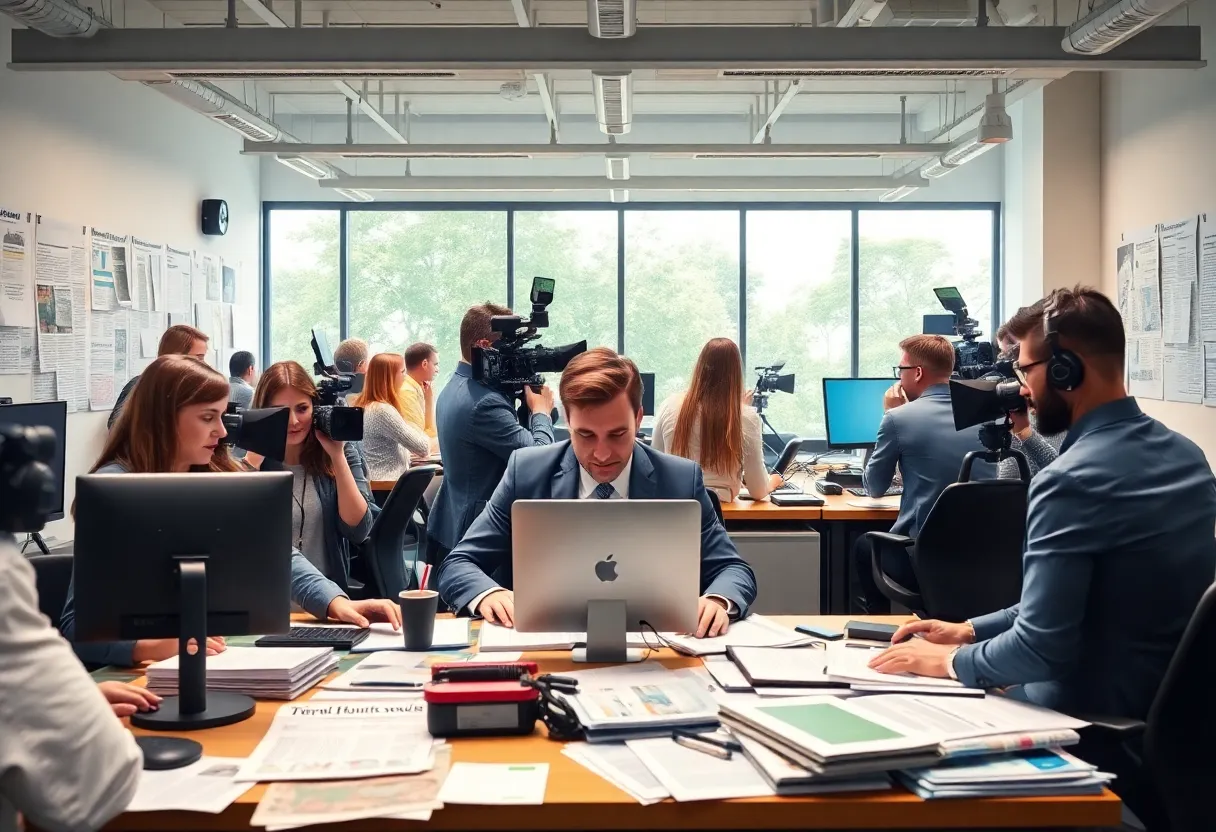 Editorial team of The California Post collaborating in an office