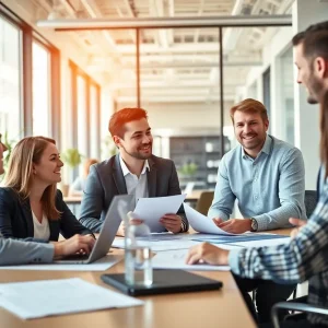 Office meeting illustrating leadership in commercial real estate