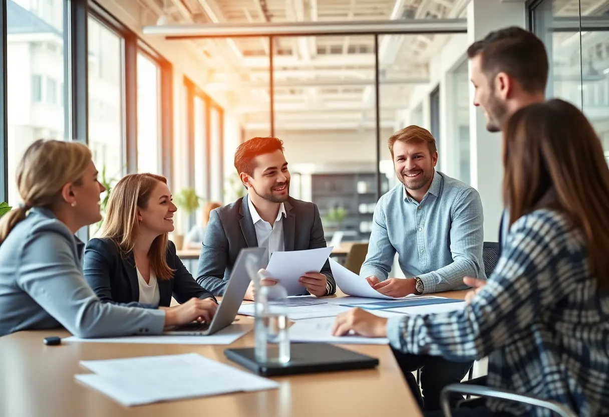 Office meeting illustrating leadership in commercial real estate
