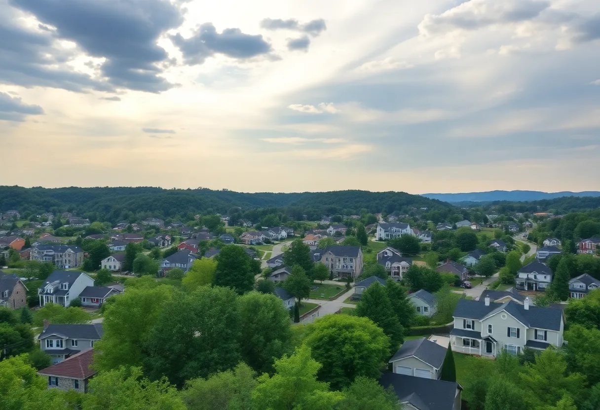 Aerial view of residential areas in Chattanooga