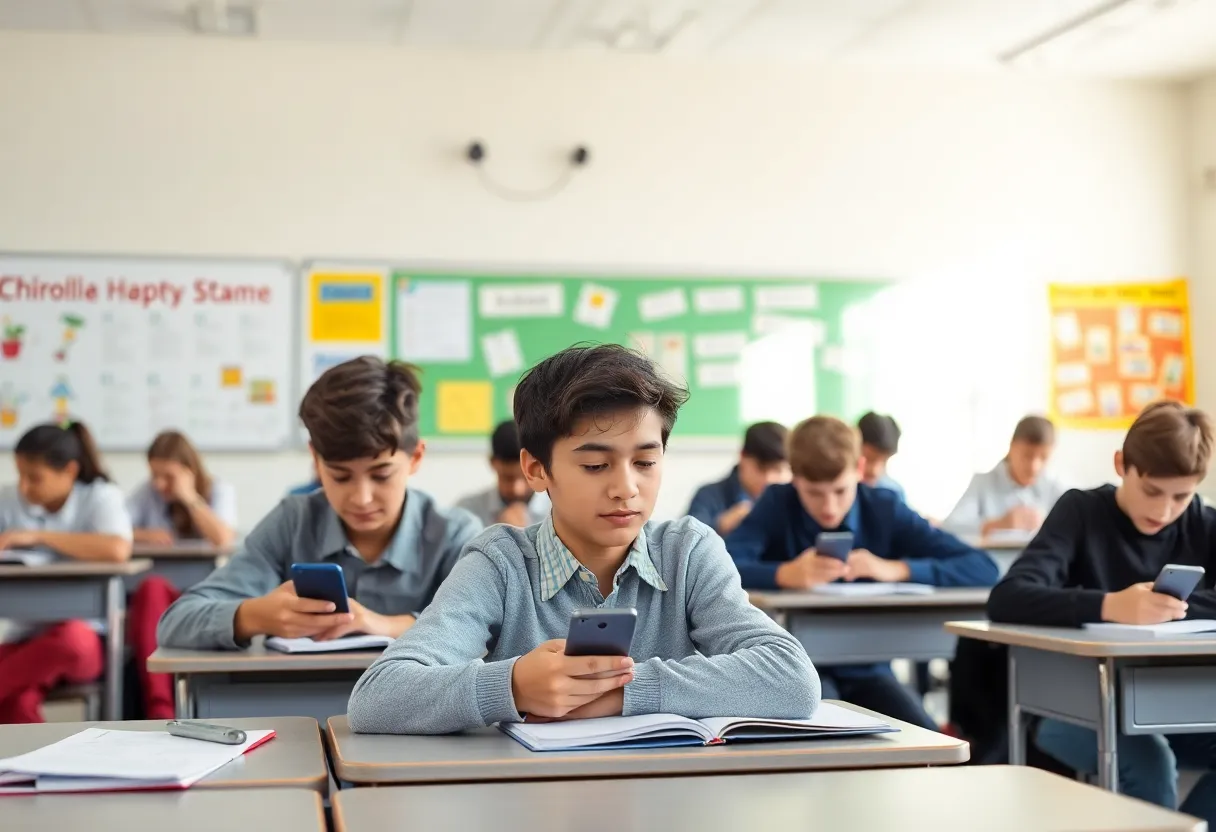 Students studying in a distraction-free classroom environment