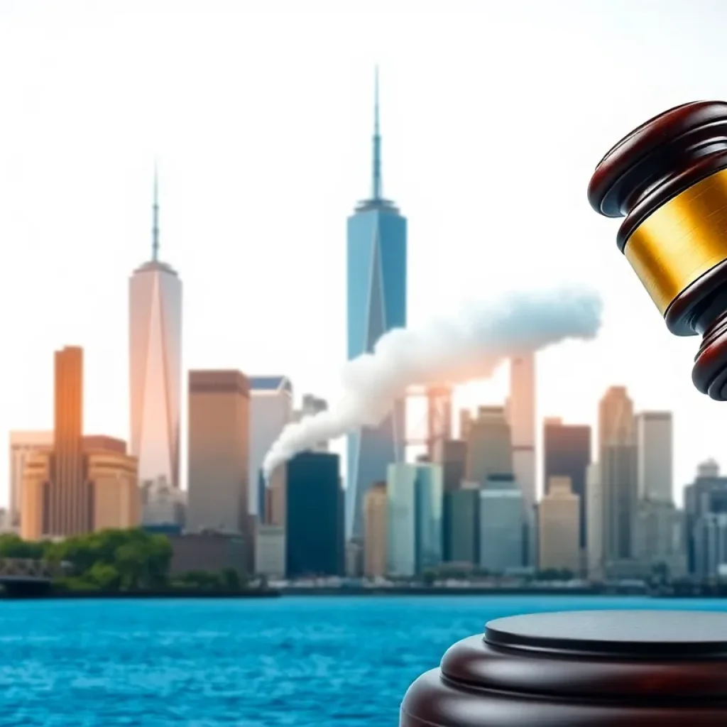 Symbolic representation of climate legislation and justice in New York.