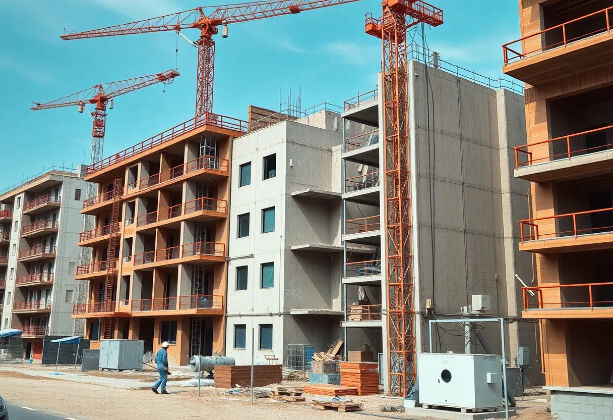 Urban construction site with natural gas and electric systems