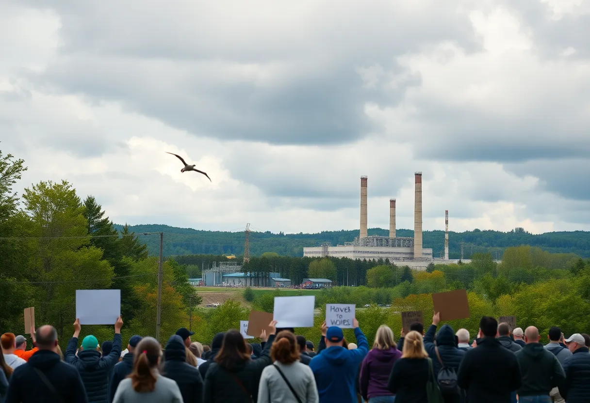 Protesters in front of CPV Valley Energy Center