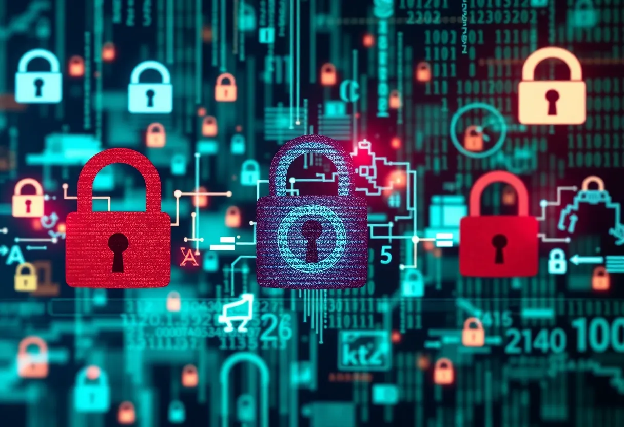 Conceptual image representing data breach and cybersecurity
