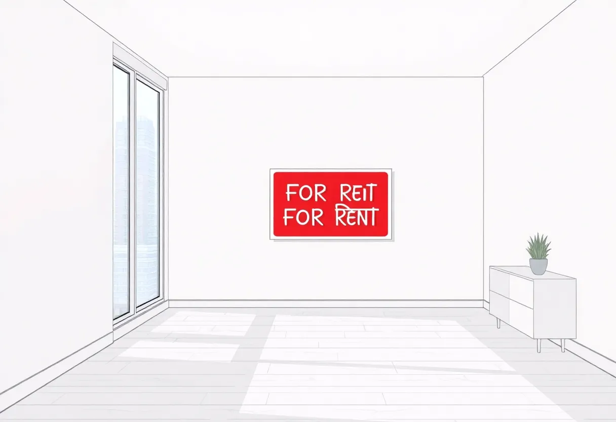 An empty apartment with a digital theme