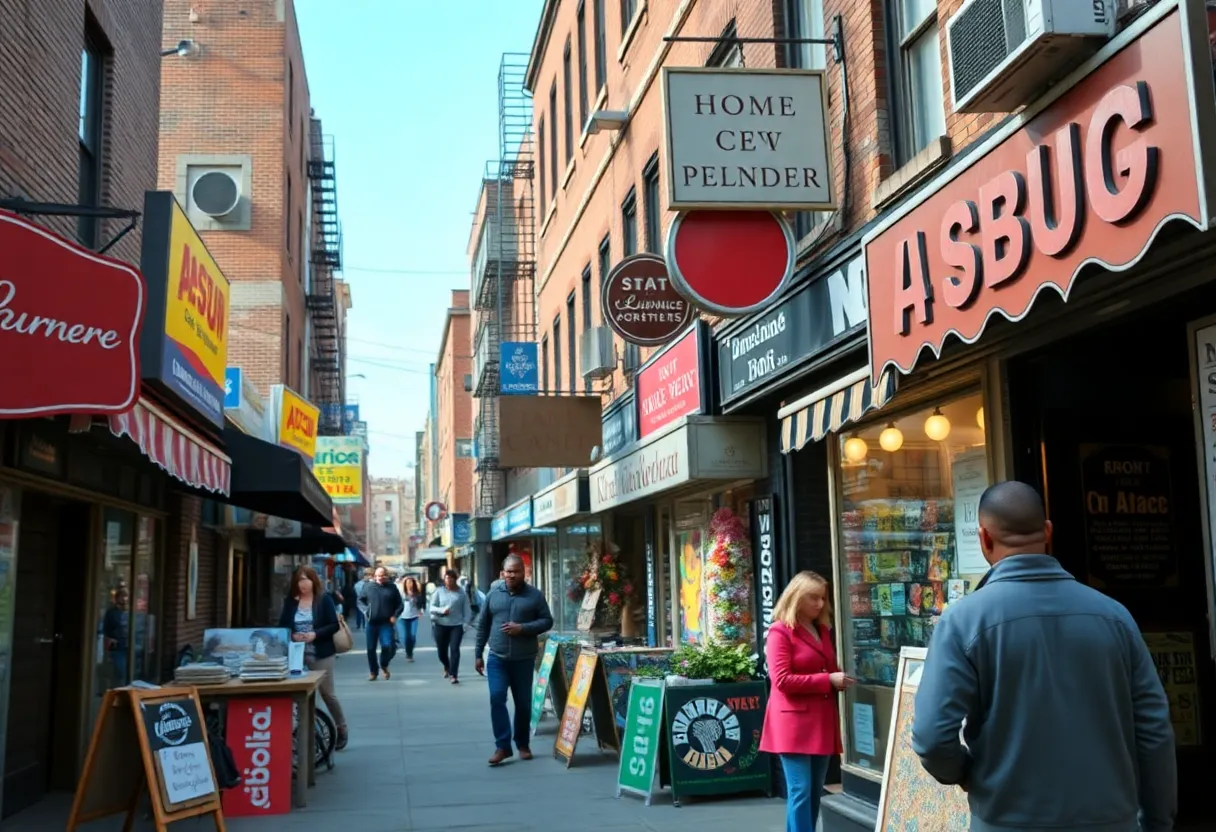 Collage of various family-owned businesses in New York City displaying unique storefronts and local culture.