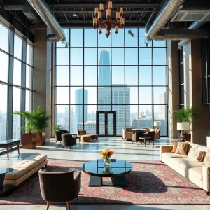 Luxurious lobby of Gansevoort Meatpacking Hotel showcasing modern decor