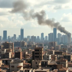 Aerial view of Gaza showing humanitarian crisis impacted areas.