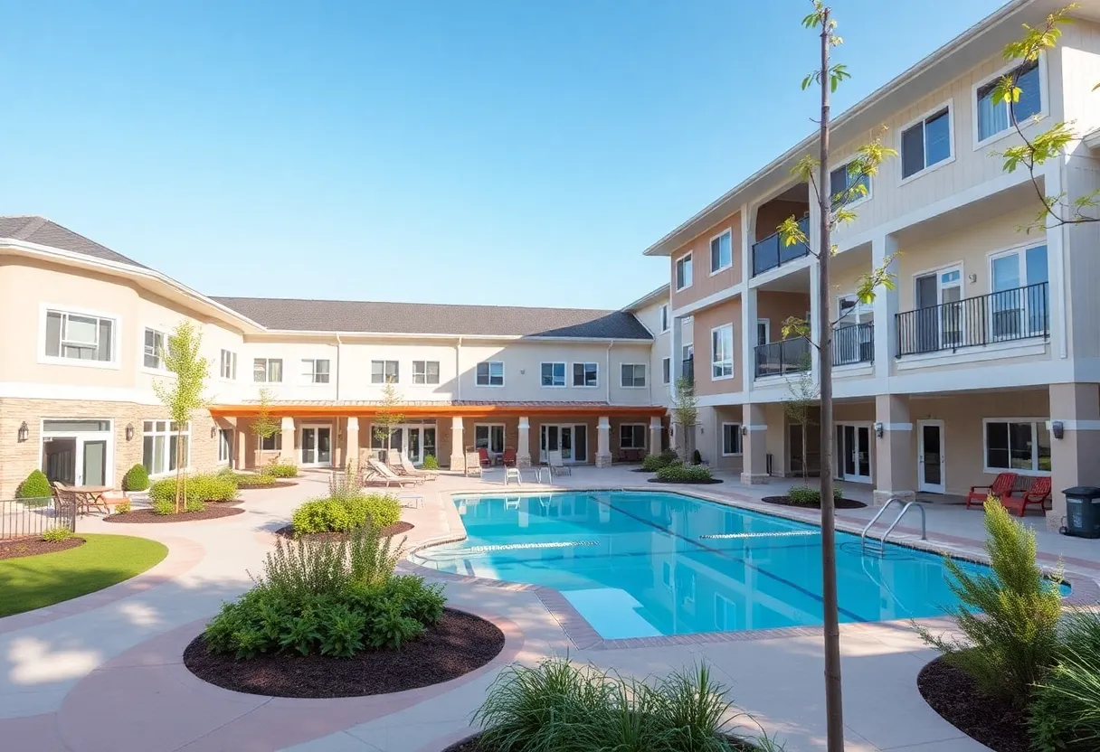 Exterior view of The Goldton at Venice, showcasing the senior living community.