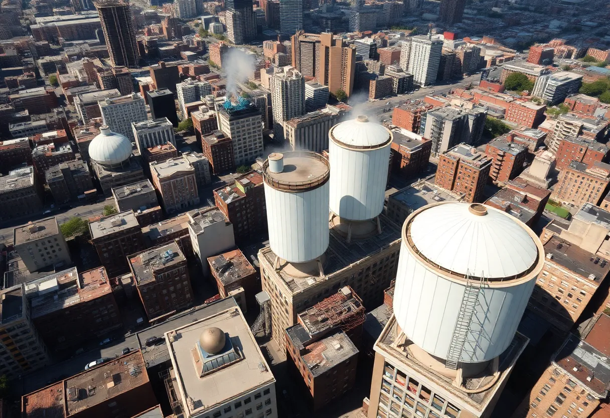 Cooling towers in Central Harlem overseeing a public health investigation