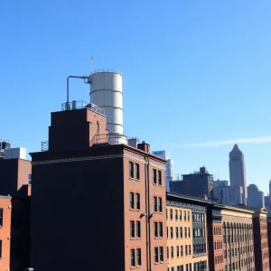 Harlem skyline featuring cooling towers
