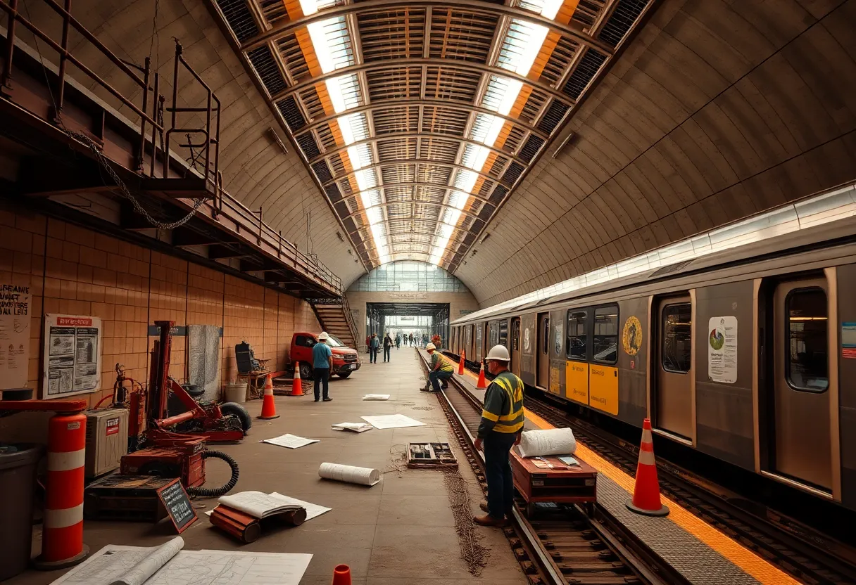 Conceptual view of a new subway station construction in Harlem