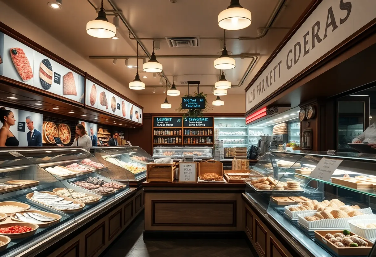 Interior of Harry's Table showcasing various Italian food counters.