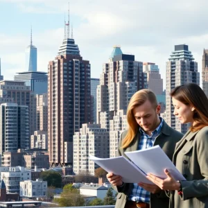 Couple reviewing documents for home buying in New York City