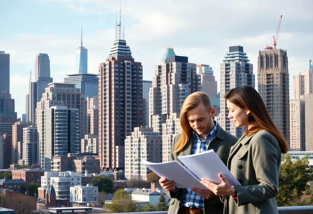 Couple reviewing documents for home buying in New York City