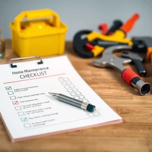 Home maintenance checklist on a table