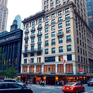 A view of iconic hotels in New York City