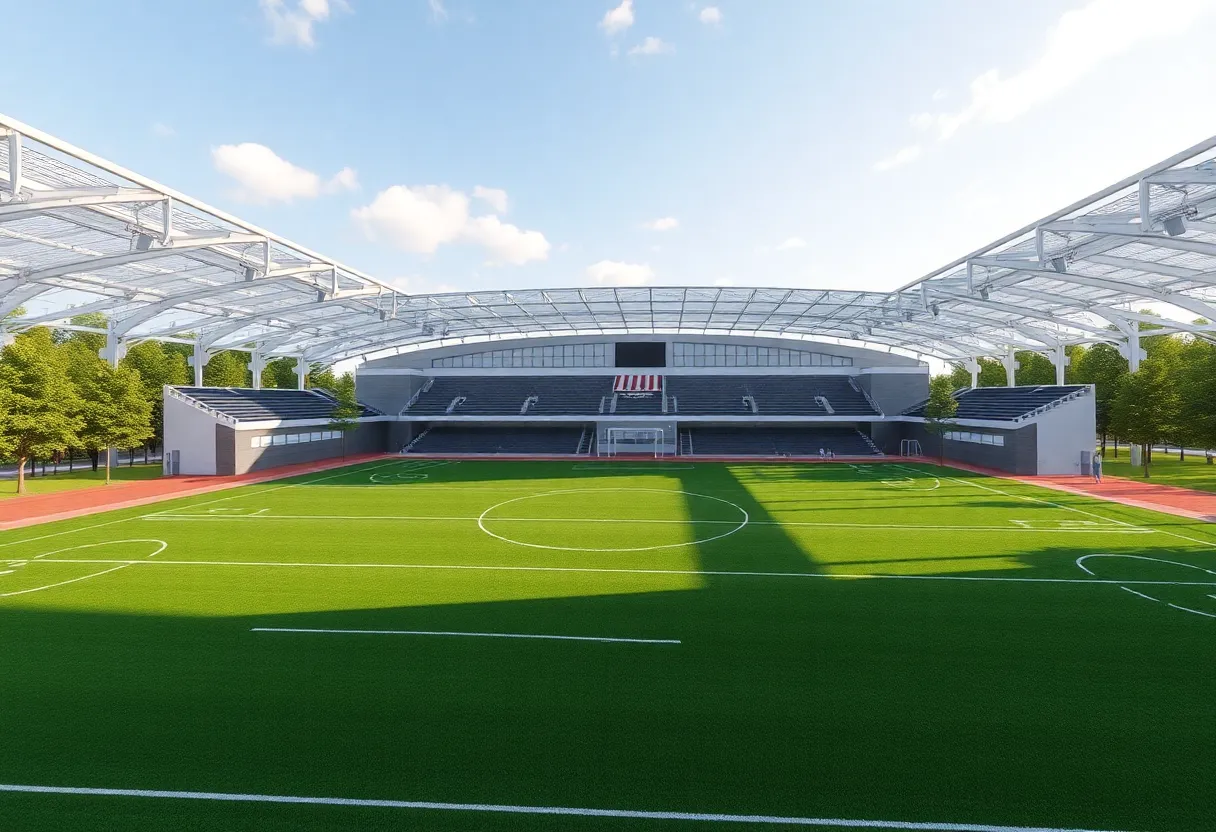 Architectural rendering of the indoor fieldhouse at the University of Nevada
