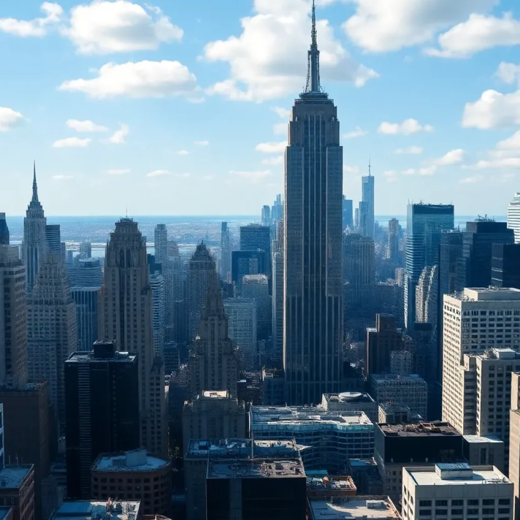 New York City skyline representing job growth and technology