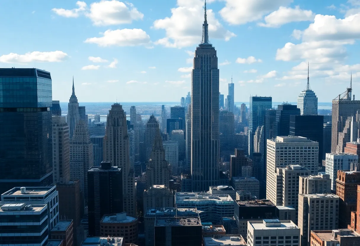 New York City skyline representing job growth and technology