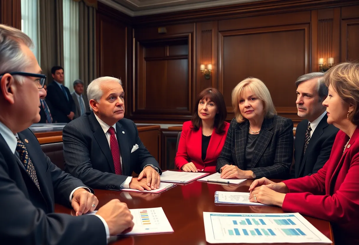 Lawmakers in a meeting discussing Medicaid home healthcare reforms