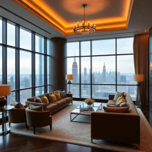 Interior view of a luxurious penthouse in Manhattan